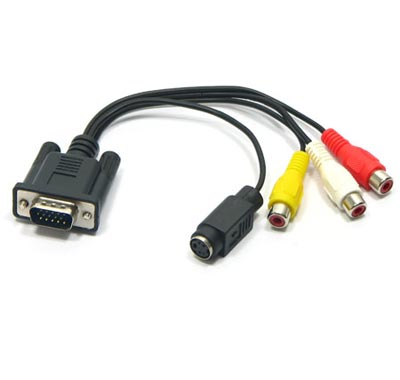VGA to S-Video AV RCA TV Converter Cable Adapter with 2 Audio ca - Click Image to Close